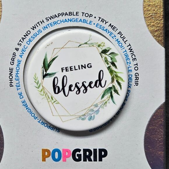 POPGRIP Popsockets FEELING BLESSED Phone Grip & Stand Swappable Top New - Picture 1 of 5